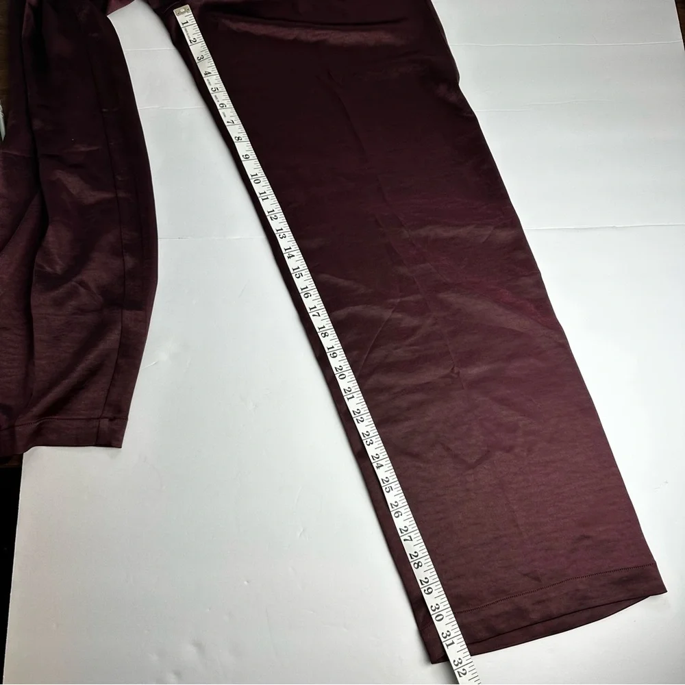 Good American Satin Pants Wide Leg Trouser Women's Size 2 or 26 Burgundy Stretch